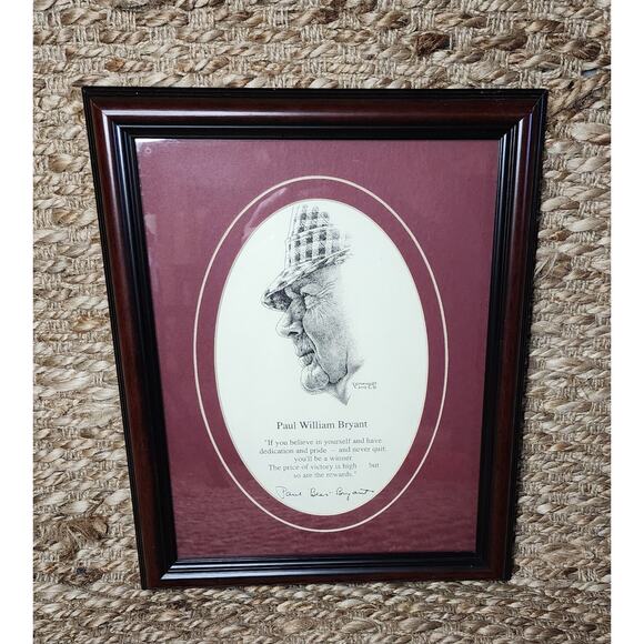 ALABAMA FOOTBALL FRAMED HEAD COACH PAUL "BEAR" BRYANT INSPIRATIONAL QUOTE PRINT - Picture 6 of 6